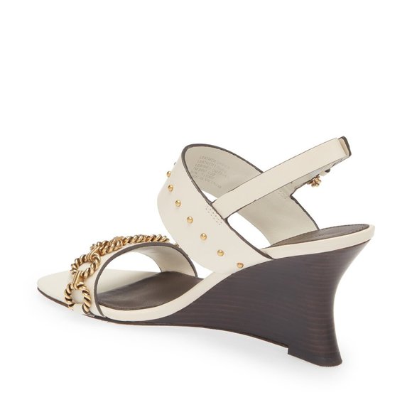 NWT & BOX - TORY BURCH – VINTAGE PLAQUE WEDGE SANDAL - NEW IVORY, SIZE 9 - Picture 3 of 9